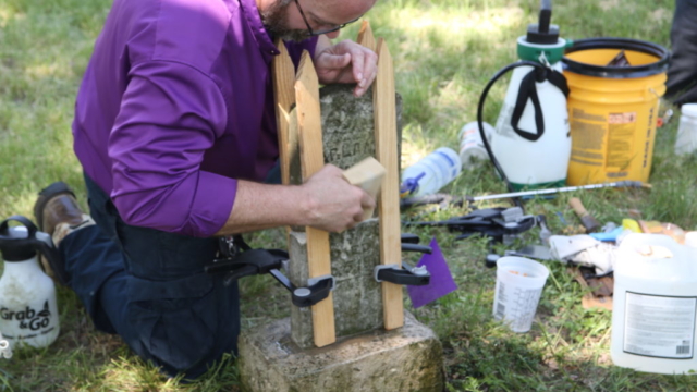 Sponge work on tombstone repair